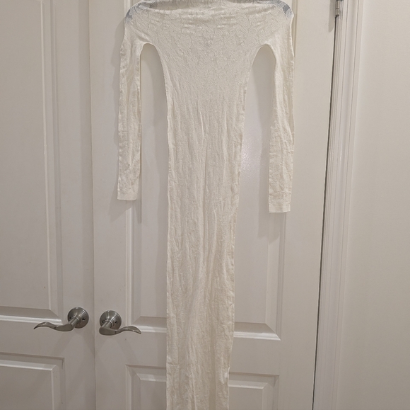 U1. NWT SKIMS KNIT LACE TURTLENECK LONG DRESS IN SNOW - mordernwear.com